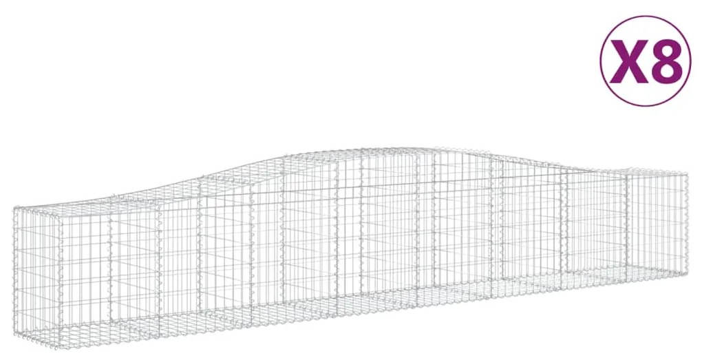 vidaXL Συρματοκιβώτια Τοξωτά 8 τεμ. 400x50x60/80 εκ. Γαλβαν. Ατσάλι