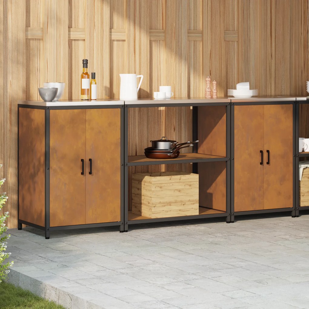 vidaXL Σετ Αποθήκευσης Κουζίνας 3 pcs Σκ rusty 210 x 50 x 92 εκ