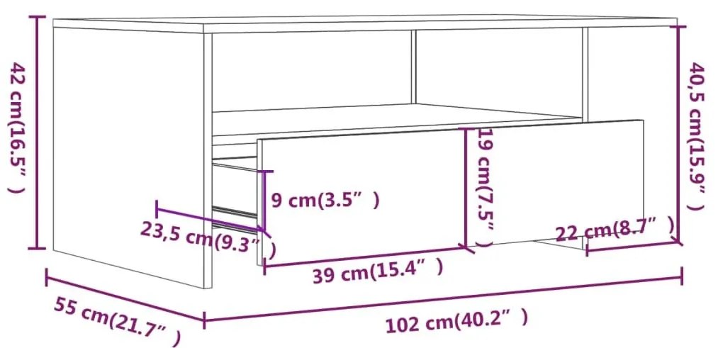 Τραπεζάκι Σαλονιού Γκρι Σκυρ. 102x55x42 εκ. Επεξεργασμένο Ξύλο - Γκρι