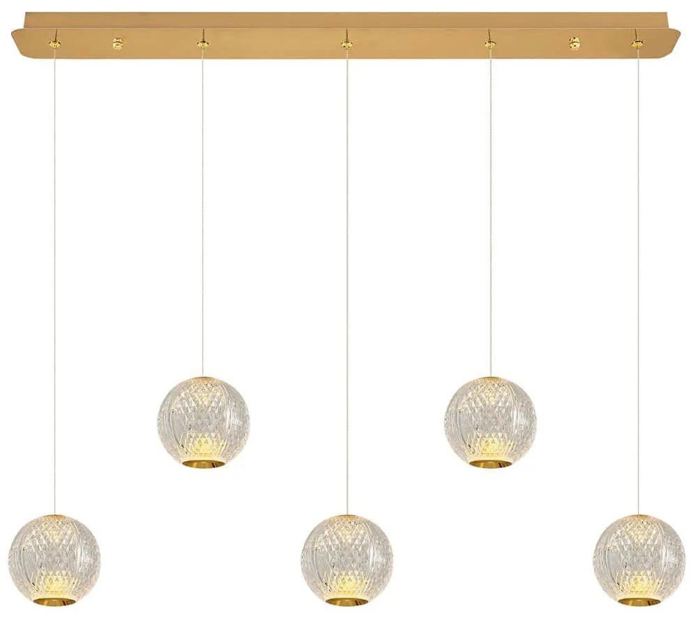 Φωτιστικό Οροφής - Ράγα 414LRC1386 81x12x120cm 5xLed 2500lm 5W 3000K Gold Opviq