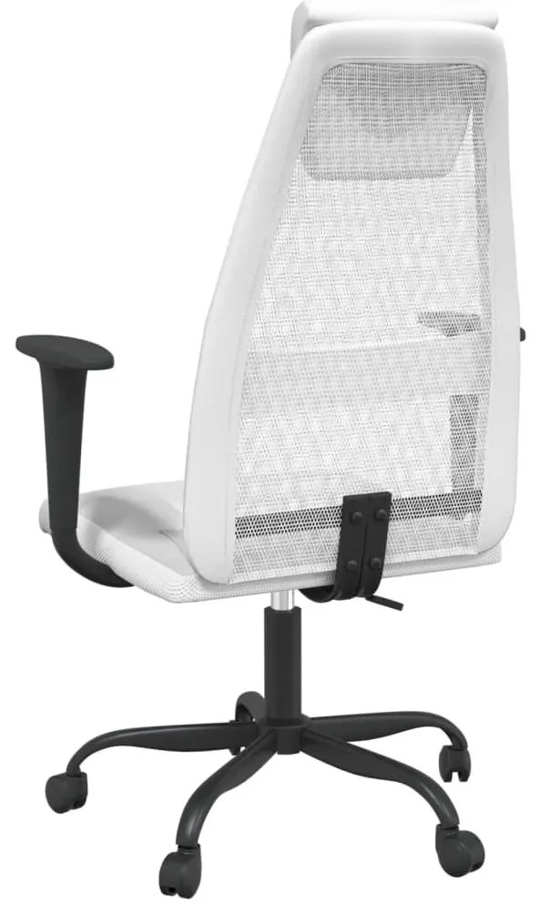 vidaXL Καρέκλα Γραφείου Ρυθμ. Ύψος Λευκή Διχτυωτό Ύφασμα/Συνθ. Δέρμα