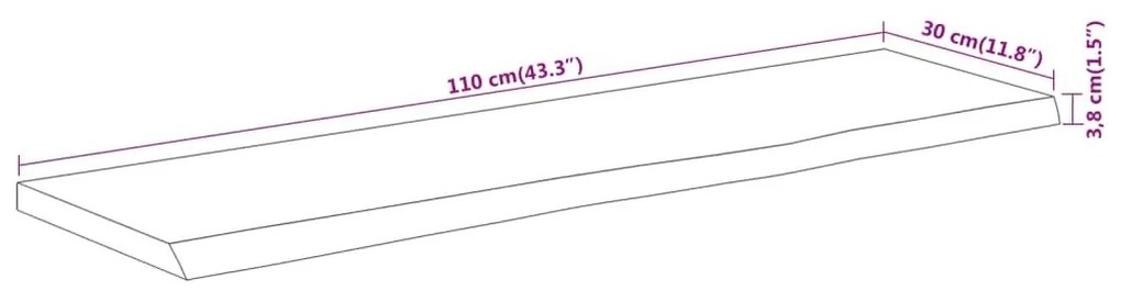 Ράφι Επιτοίχιο Ορθ. Live Edge 110x30x3,8 εκ. Μασίφ Ξύλο Ακακίας - Καφέ