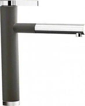 Blanco Linee-S Rock Grey-Chrome Μπαταρία Κουζίνας με Περιστρεφόμενο Ρουξούνι και Αποσπώμενο Ντους