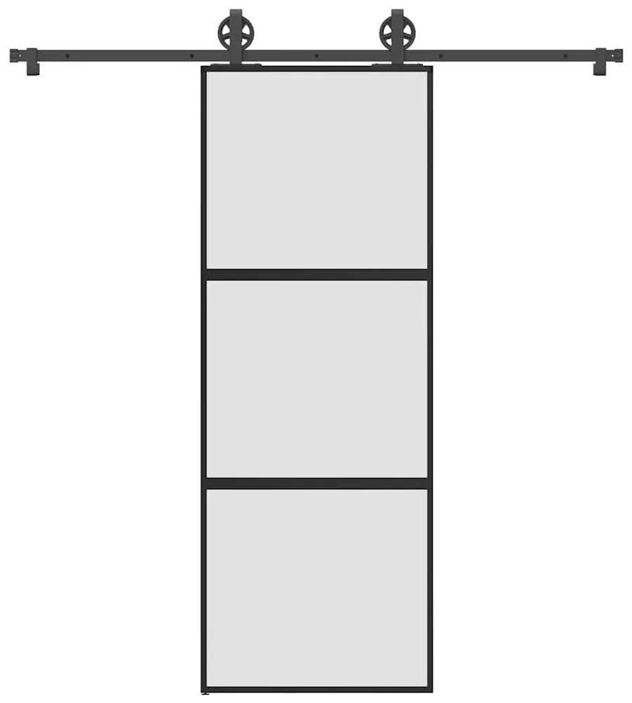 Συρόμενη πόρτα με σετ υλικού 76x205 cm από γυαλί&amp;Αλουμίνιο - Μαύρο