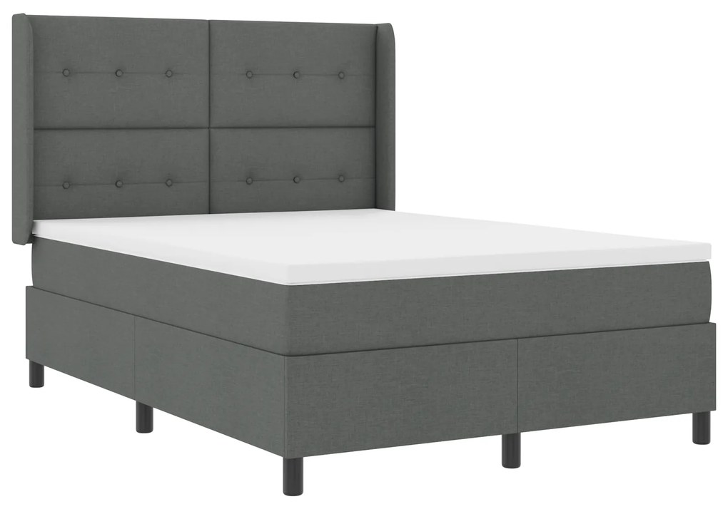 vidaXL Κρεβάτι Box Spring με Στρώμα & LED Σκούρο Γκρι 160x200 εκ Υφασμάτινο