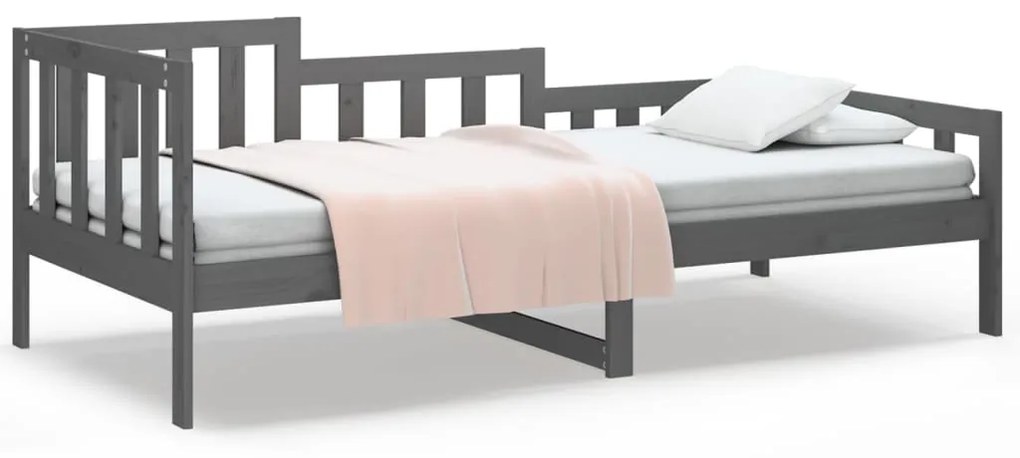 vidaXL Καναπές Κρεβάτι Γκρι 90 x 190 εκ. από Μασίφ Ξύλο Πεύκου