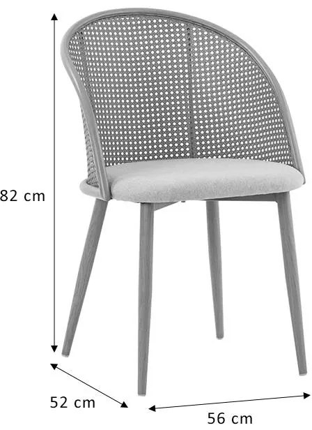 Καρέκλα Riccardo φυσικό pe rattan-μπεζ ύφασμα-φυσικό μέταλλο 56x52x82εκ 2αδα 56x52x82 εκ.