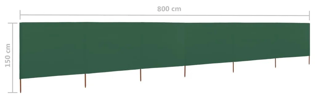 vidaXL Προστατευτικό Αέρα με 6 Πάνελ Πράσινο 800 x 120 εκ. Υφασμάτινο