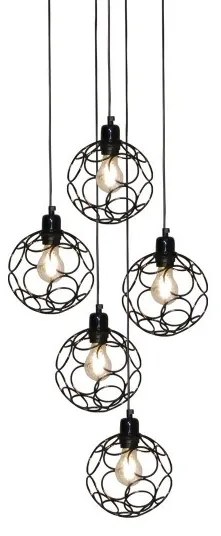 Κρεμαστό Φωτιστικό Οροφής 5xE27 Vintage Aline Homelighting -77-4076-Χρώμιο 77-4076