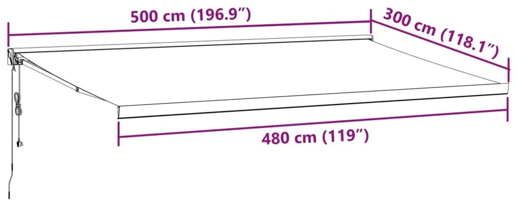 Τέντα Πτυσσόμενη Αυτόματη Καφέ 500x300 εκ. - Καφέ