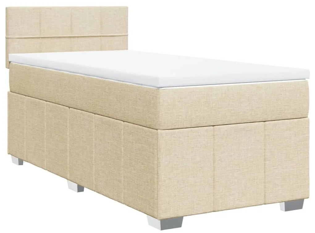 vidaXL Κρεβάτι Boxspring με Στρώμα Κρεμ 90x200 εκ.Υφασμάτινο