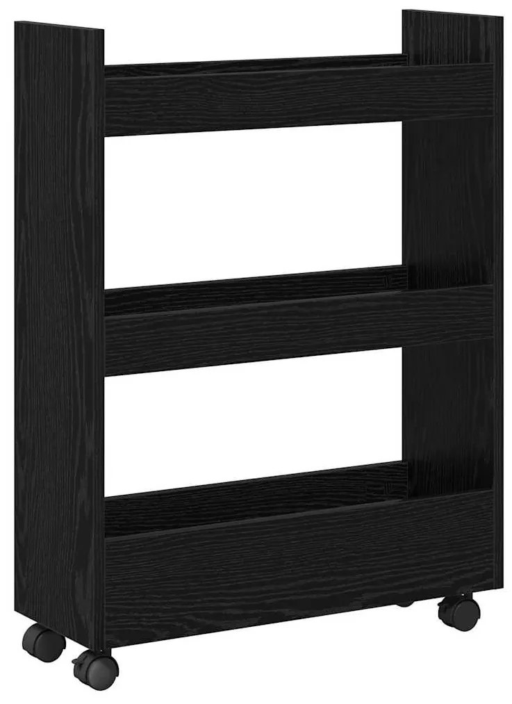 vidaXL Λεπτό Καρότσι Αποθήκευσης Μαύρη Οξυά 60 x 22 x 80 εκ.