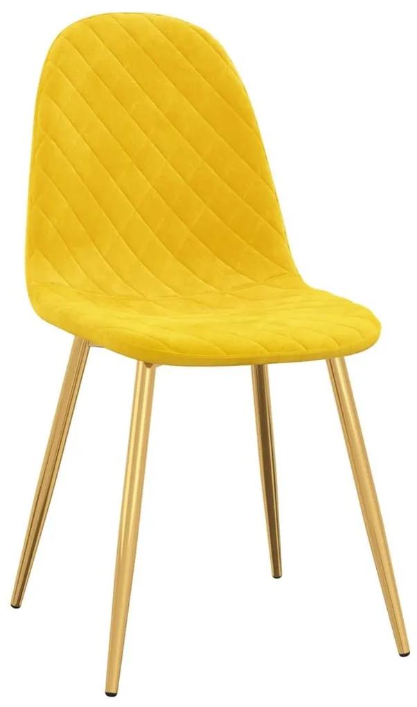 Καρέκλες Τραπεζαρίας 4 τεμ. Κίτρινο Μουσταρδί Βελούδινες - Κίτρινο