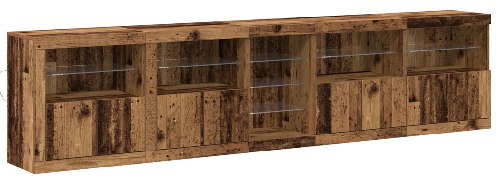 vidaXL μπουφές με φώτα LED Παλιό ξύλο 283x37x67 εκ. Επεξεργασμένου ξύλου