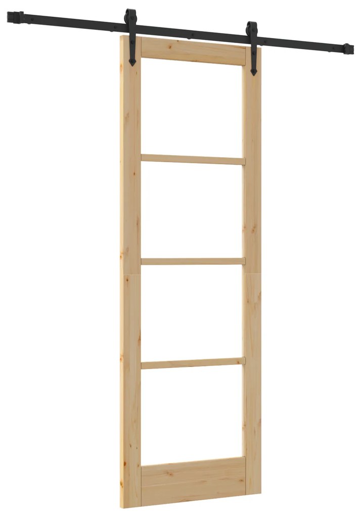 vidaXL Συρόμενη Πόρτα  με Σετ Υλικών 73.5x211 cm Συμπαγές Ξύλο Πεύκου