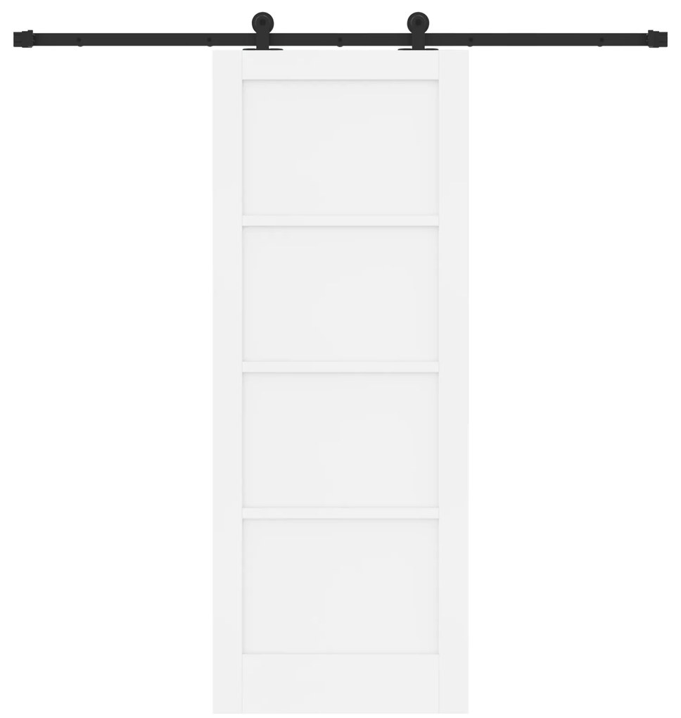 vidaXL Συρόμενη Πόρτα με Εξαρτήματα Λευκή 78x202 εκ. Συμπαγές Ξύλο Πεύκου