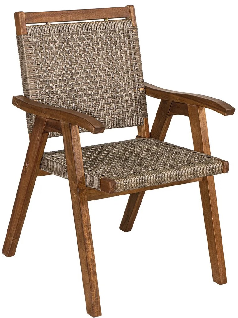 Ξύλινη Πολυθρόνα Acacia Wood Με Rattan