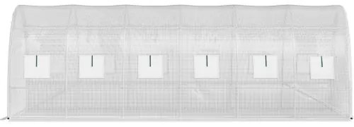 VEVOR Walk-in Tunnel Greenhouse, 20 x 10 x 7 ft Portable Plant Hot House w/ Galvanized Steel Hoops, 3 Top Beams, 4 Diagonal Poles, 2 Zippered Doors &amp; 12 Roll-up Windows, White