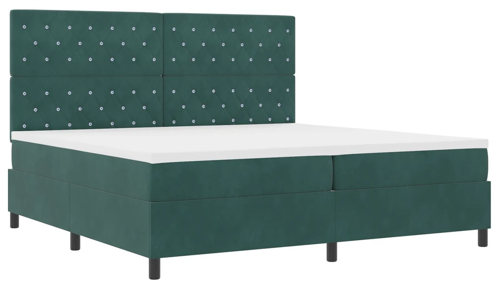 vidaXL Κρεβάτι με Στρώμα Dark Green 200x200 εκ Βελούδο