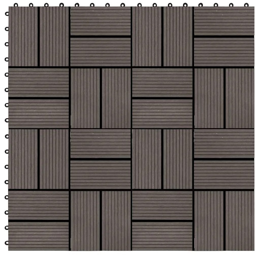 vidaXL Πλακάκια Deck 11 τεμ. Σκούρο Καφέ 30 x 30 εκ. 1 μ² από WPC
