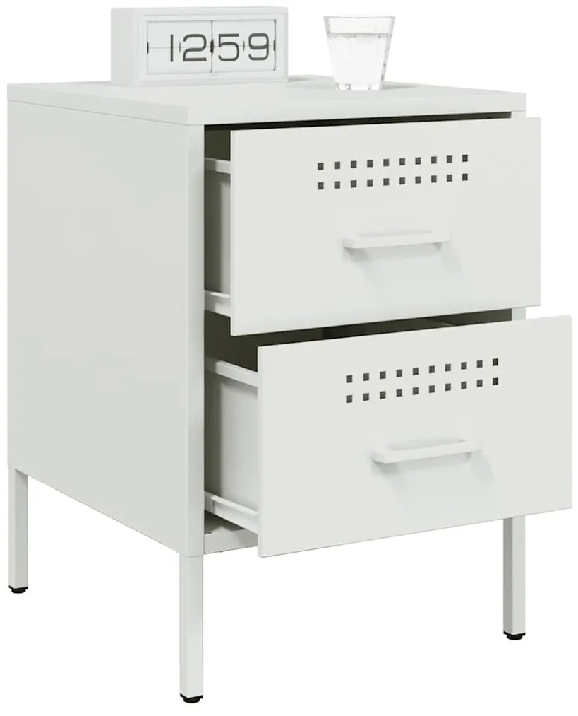 vidaXL Κομοδίνα 2 τεμ. Λευκές 36x39x50,5 εκ. Χάλυβα