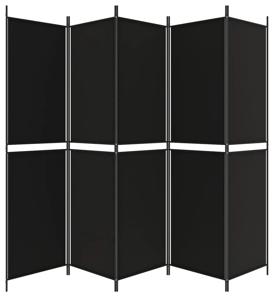 vidaXL Διαχωριστικό Δωματίου με 5 Πάνελ Μαύρο 250x200 εκ. από Ύφασμα