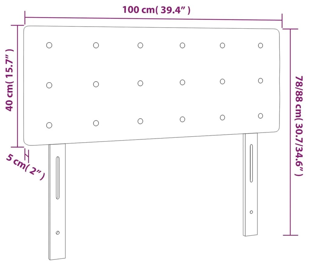 vidaXL Κεφαλάρι Κρεβατιού LED Γκρι 100x5x78/88 εκ. από Συνθετικό Δέρμα