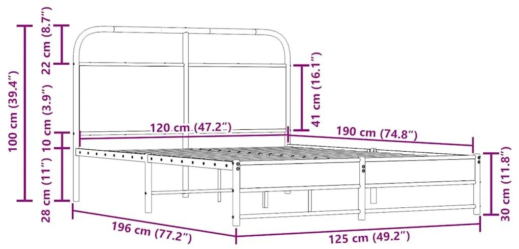 Πλαίσιο Κρεβατιού Χωρ. Στρώμα Καπ. Δρυς 120x190 εκ. Επ. Ξύλο - Καφέ