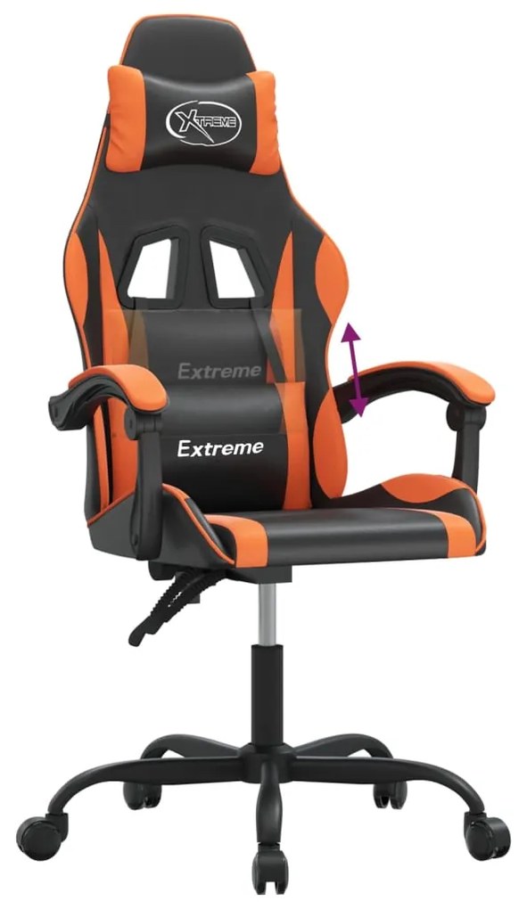 vidaXL Καρέκλα Gaming Μαύρο/Πορτοκαλί Συνθετικό Δέρμα