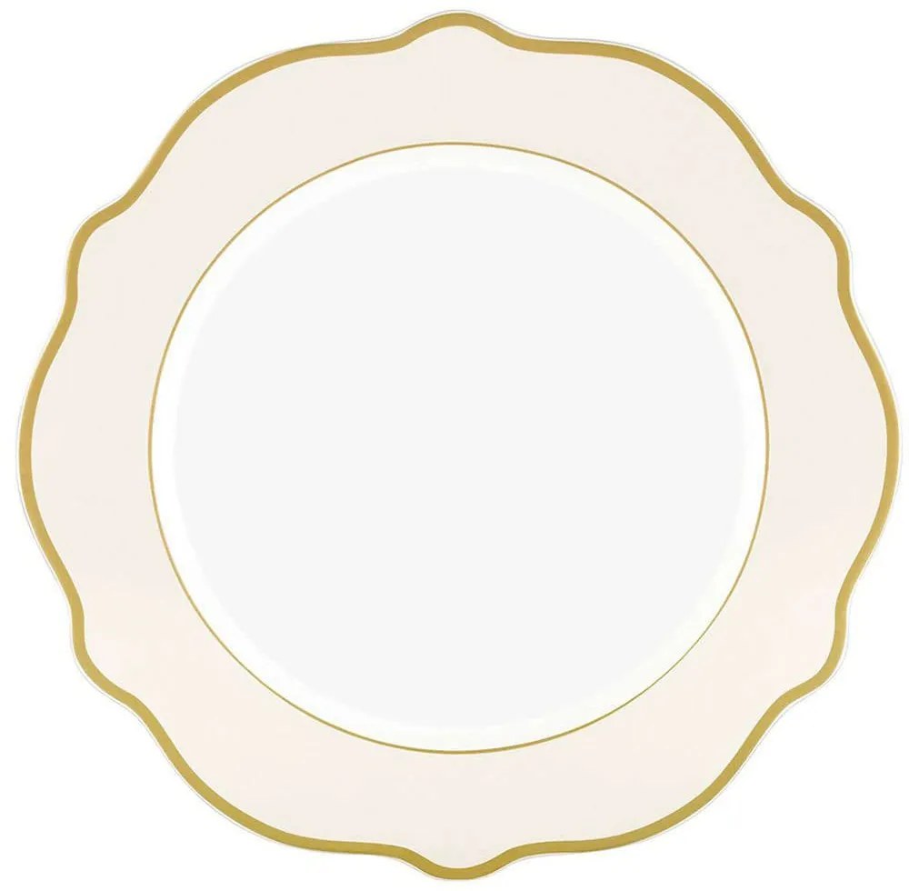 Πιάτο Ρηχό (Σετ 6Τμχ) 280TMA1680 21x21x1cm Cream-Gold Hermia Porcelain