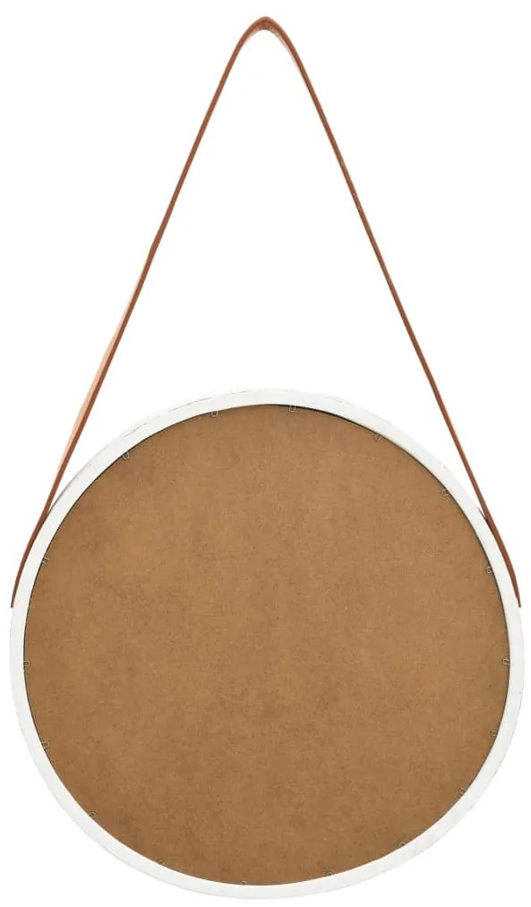 vidaXL Καθρέφτης Τοίχου με Λουρί Λευκός 40 εκ.