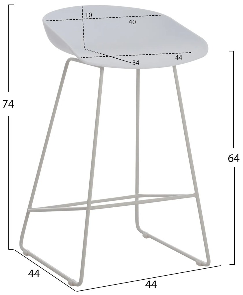 ΣΚΑΜΠΟ ΜΠΑΡ NAILA HM9299.01 ΛΕΥΚΟ ΜΕΣΑΙΟΥ ΥΨΟΥΣ 44x44x74Yεκ.