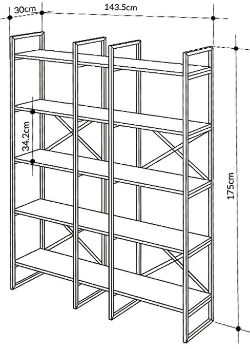 Βιβλιοθήκη Dusan Megapap χρώμα sepet oak 143,5x30x175εκ.