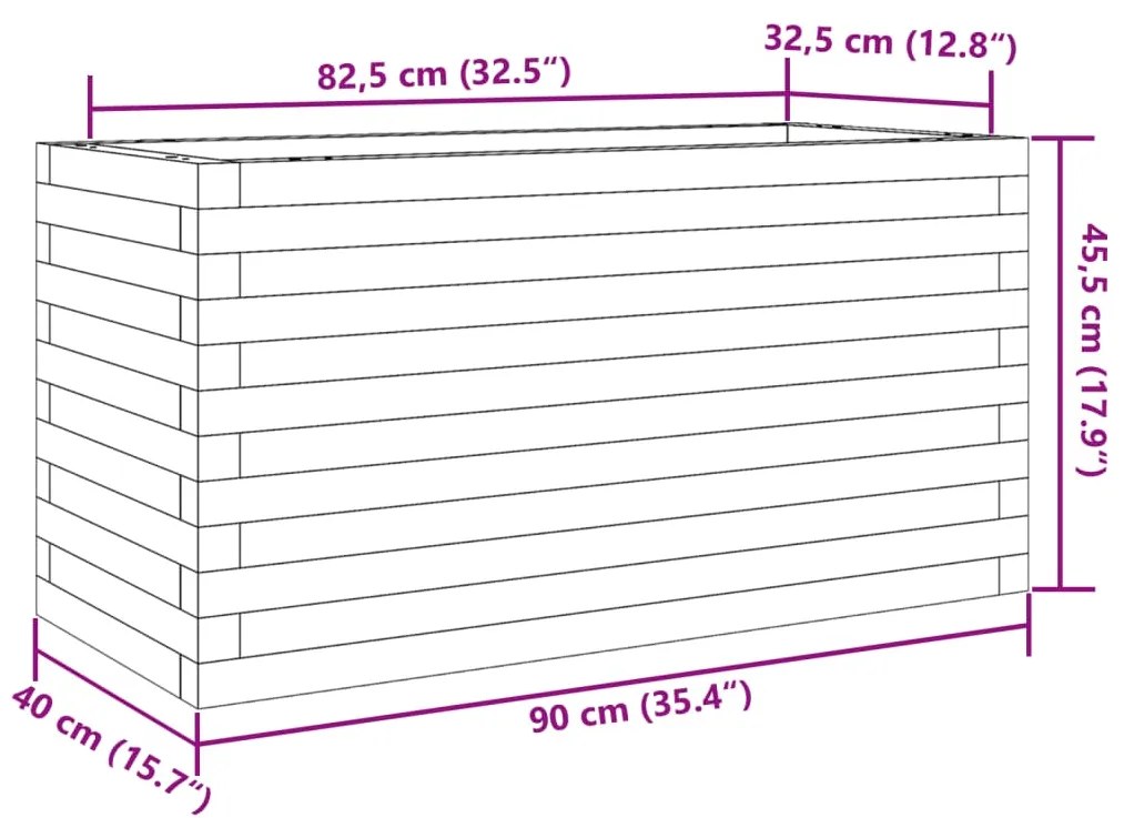 Ζαρντινιέρα Κήπου Λευκή 90x40x45,5 εκ. από Μασίφ Ξύλο Πεύκου - Λευκό