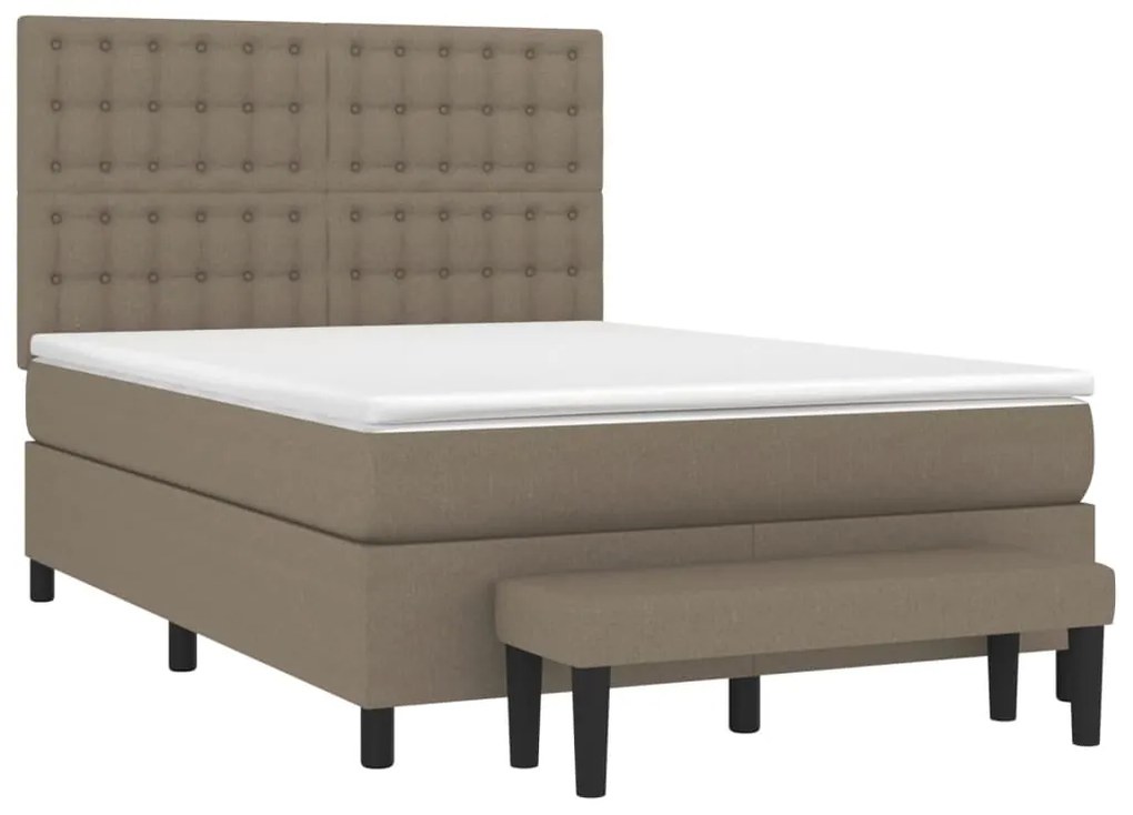 vidaXL Κρεβάτι Boxspring με Στρώμα Taupe 140x200 εκ. Υφασμάτινο