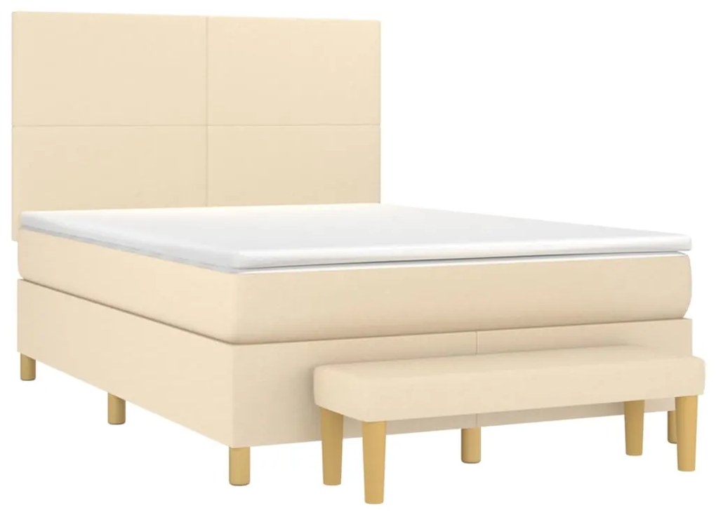 ΚΡΕΒΑΤΙ BOXSPRING ΜΕ ΣΤΡΩΜΑ ΚΡΕΜ 140X190 ΕΚ. ΥΦΑΣΜΑΤΙΝΟ 3136994