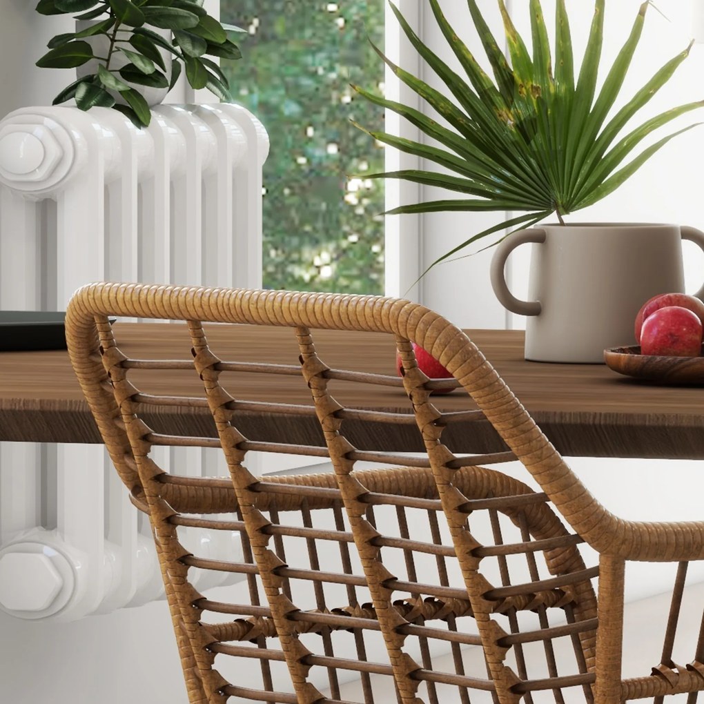 HOMCOM Σετ 2 καρεκλών σε στυλ Boho, καρέκλες κουζίνας, PE Rattan, 56 x 60 x 79 cm, Φυσικό + Μαύρο