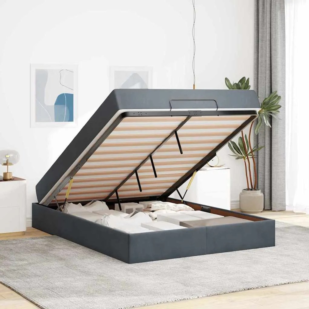 vidaXL Σκελετός Κρεβατιού Άλλο Σκούρο γκρι 160 x 200 cm Βελούδο