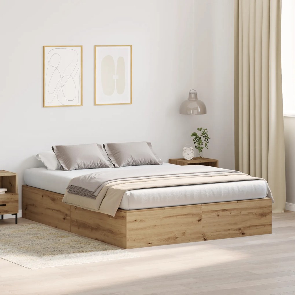 vidaXL Κρεβάτι αποθήκευσης Artisan Oak 150x200 εκ