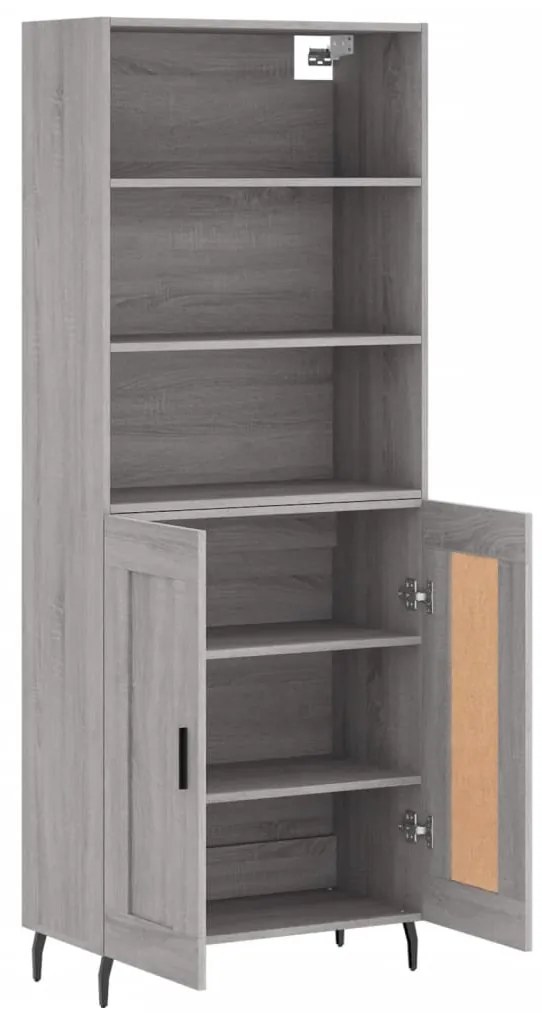 vidaXL Ντουλάπι Γκρι Sonoma 69,5 x 34 x 180 εκ. Επεξεργασμένο Ξύλο