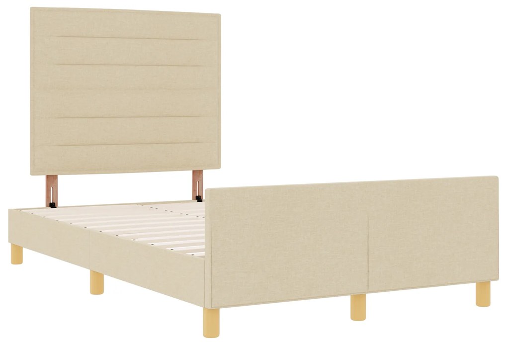 vidaXL Σκελετός Κρεβατιού με κεφαλάρι Κρεμ 120 x 190 cm ύφασμα