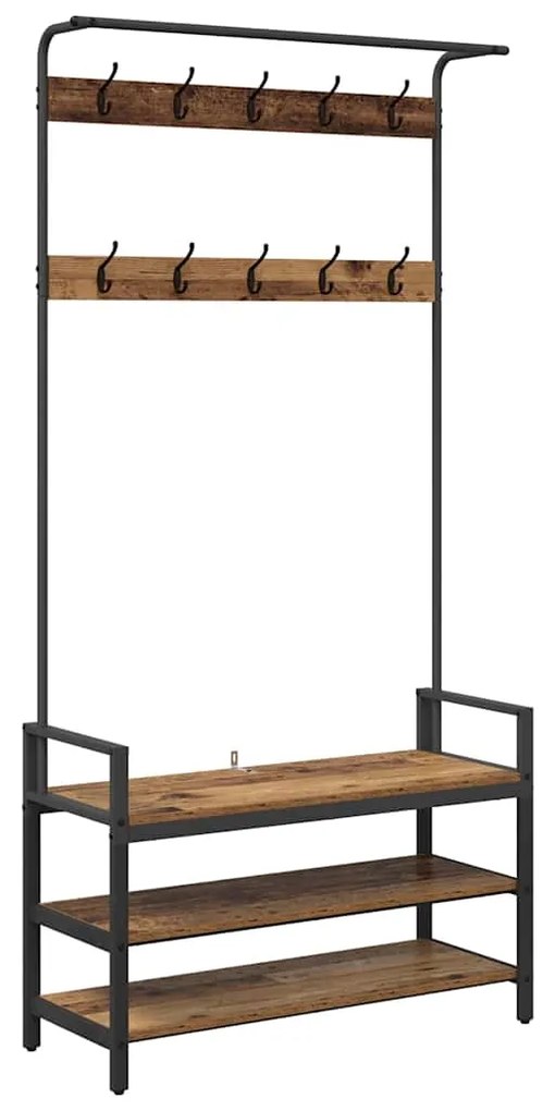 vidaXL Κρεμάστρα Παλιό ξύλο 95 x 34 x 184 εκ Επεξεργασμένο ξύλο