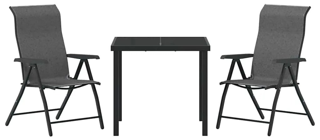 vidaXL Σέτ φαγητού για κήπο 3 pcs Γκρι Χάλυβας με επίστρωση πούδρας