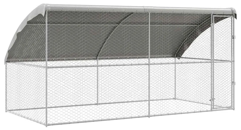 vidaXL Κλουβί Σκύλου με αποθήκευση 2 pcs Ασημί 4 x 2 x 2 m Ατσάλι