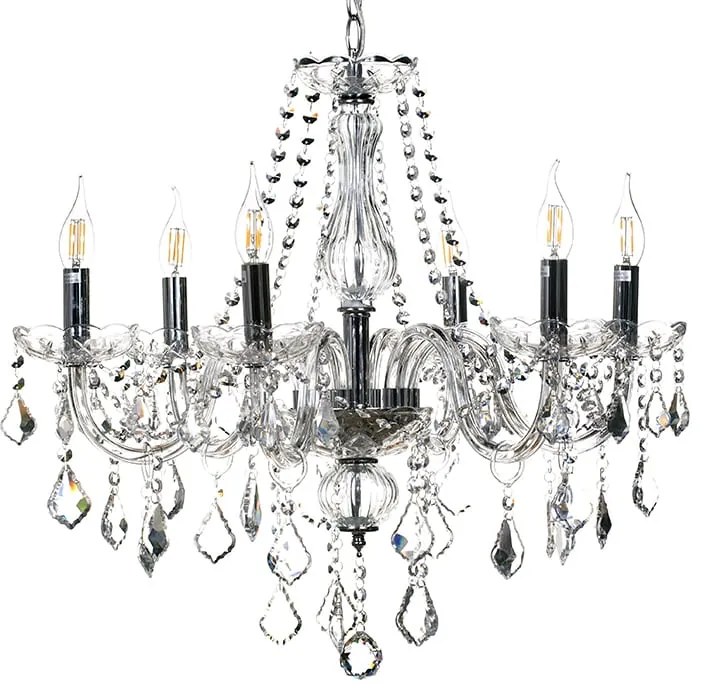Artekko Chandelier Lisa Διάφανος Κρυστάλλινος 6φωτος Πολυέλαιος Οροφής (Ε14) (66x65x60)cm Artekko 023-3144