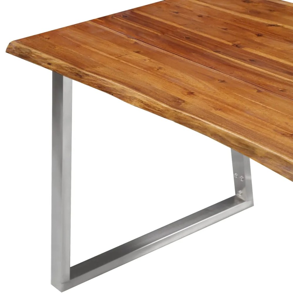 vidaXL Τραπεζαρία 120x65x75 εκ. Μασίφ Ξύλο Ακακίας / Ανοξείδωτο Ατσάλι