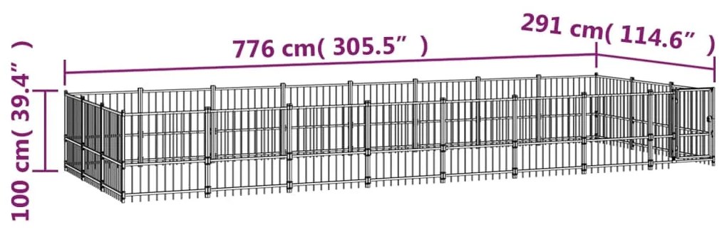 Κλουβί Σκύλου Εξωτερικού Χώρου 22,58 μ² από Ατσάλι - Μαύρο