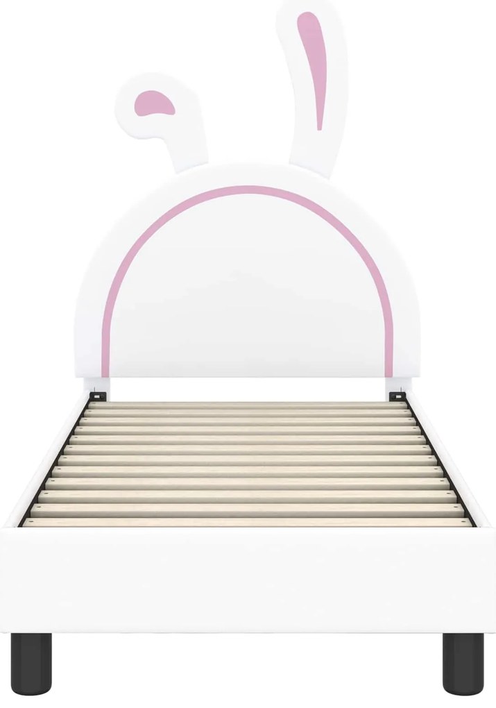 vidaXL Κρεβατική βάση για παιδιά με προσκέφαλο Λευκό 70 x 140 cm PU