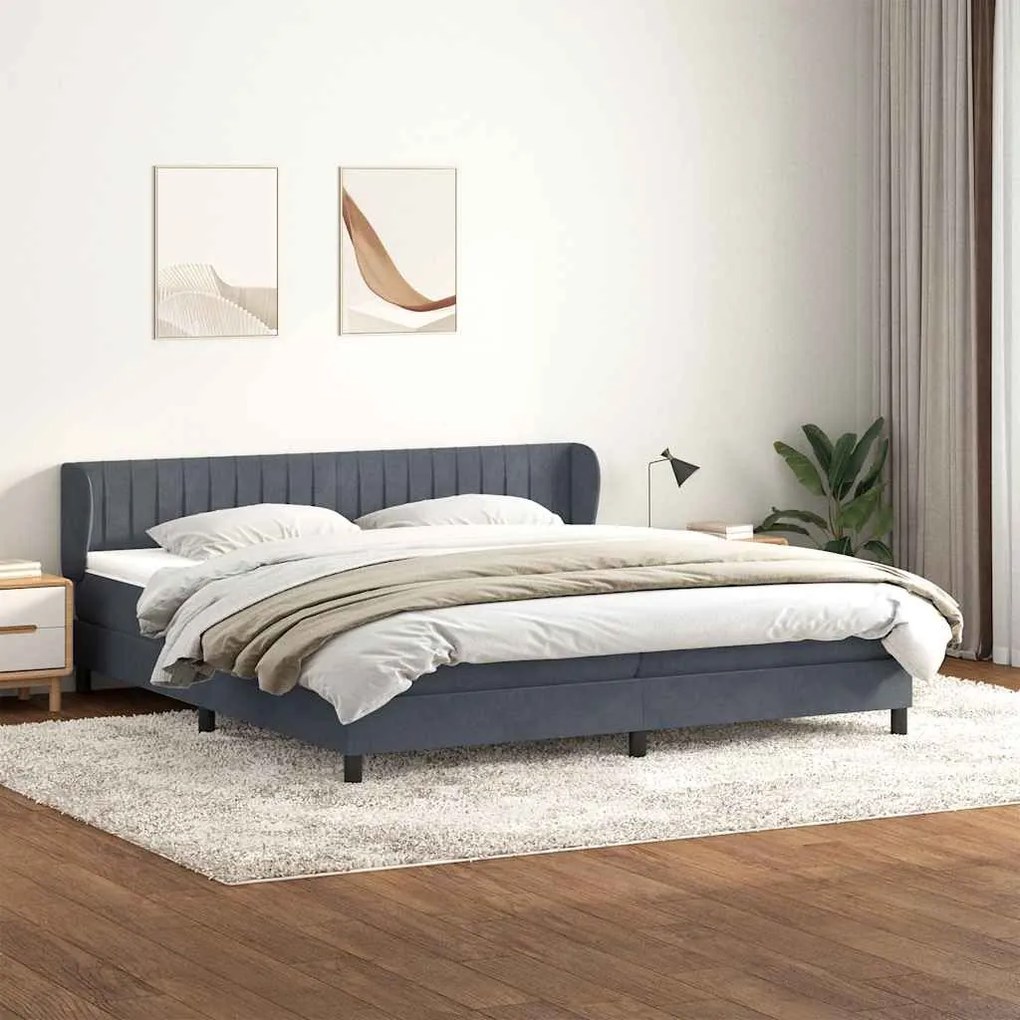 BOX SPRING ΚΡΕΒΑΤΙ ΜΕ ΣΤΡΩΜΑΤΑ ΣΚΟΥΡΟ ΓΚΡΙ 200X210 CM ΒΕΛΟΥΔΙΝΟ 3317710