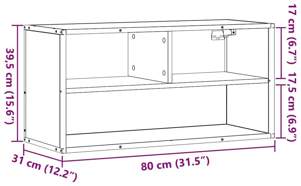 Έπιπλο Τηλεόρασης Καφέ Δρυς 80x31x39,5 εκ Επεξ.Ξύλο/Μέταλλο - Καφέ